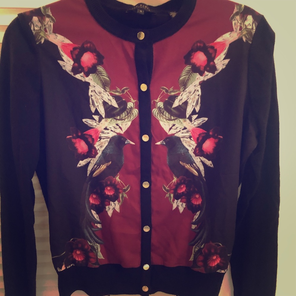 Ted Baker Cardigan Silk Front Size 1 Small